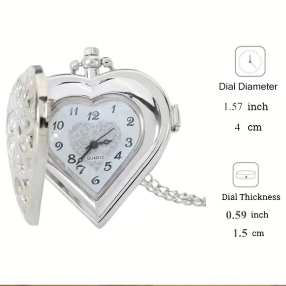 New heart pocket watch battery included - Picture 4 of 5